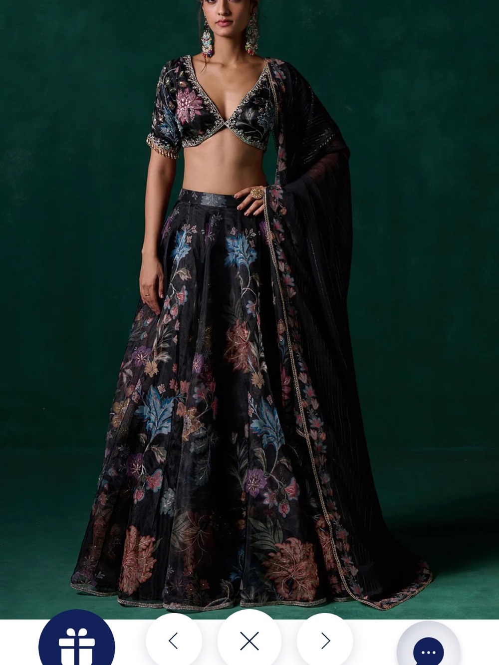 Lashkaraa Floral Black Lehenga